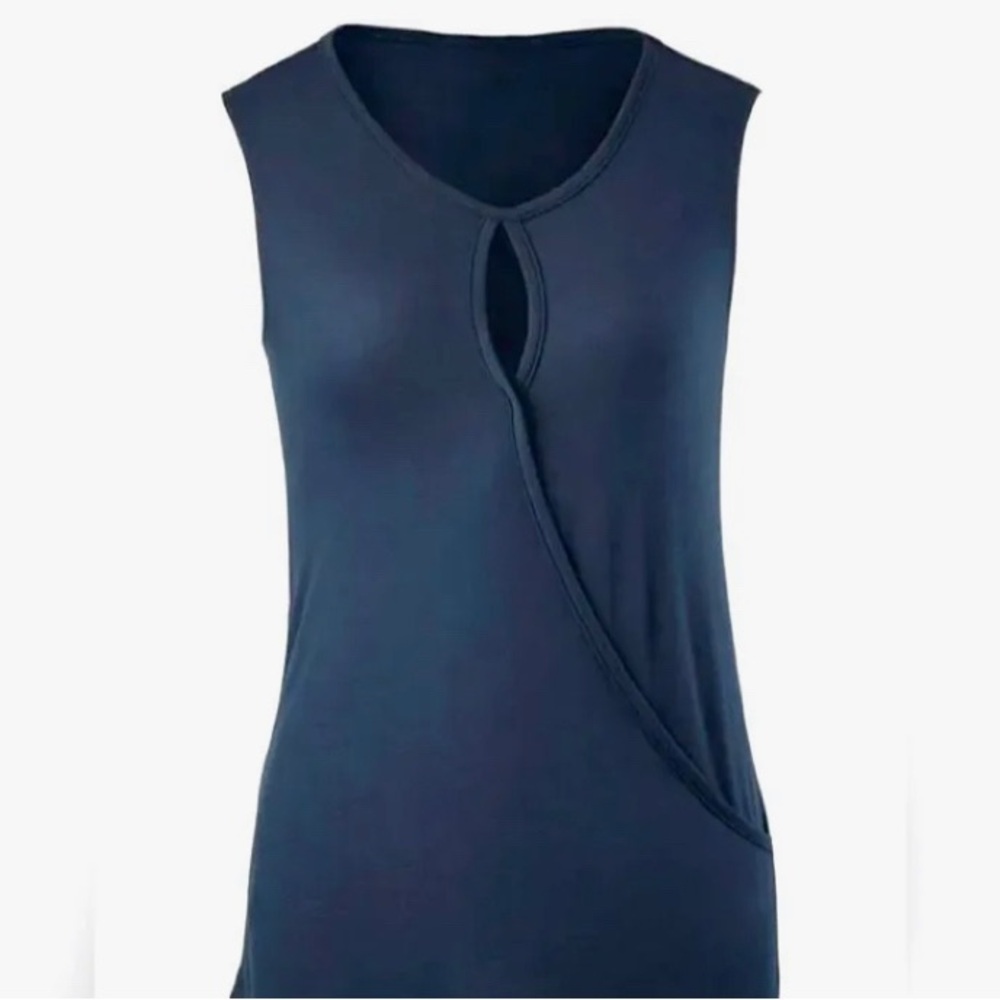 Cabi Sleeveless Crossover French Navy Tee Shirt SMALL